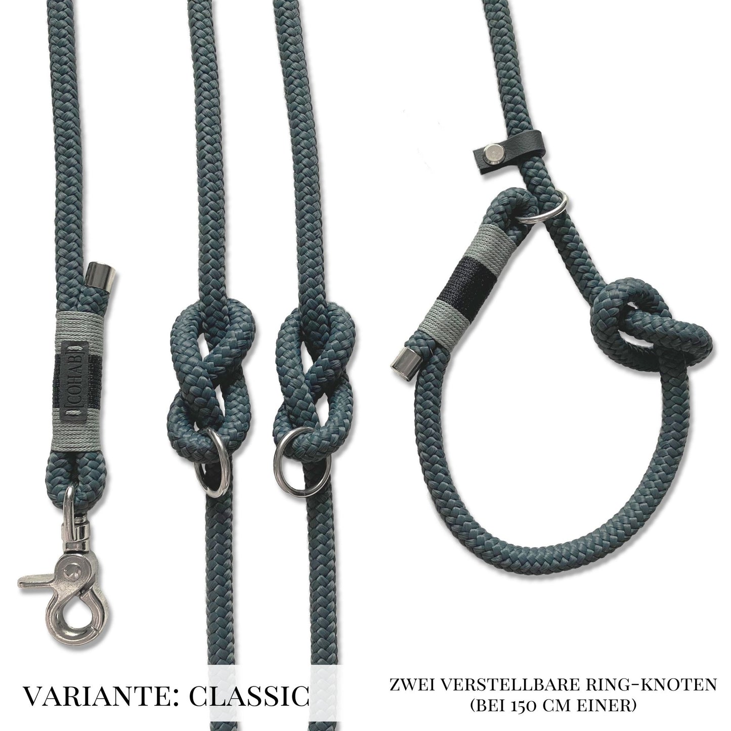 retrieverleine "stone" 150-300cm